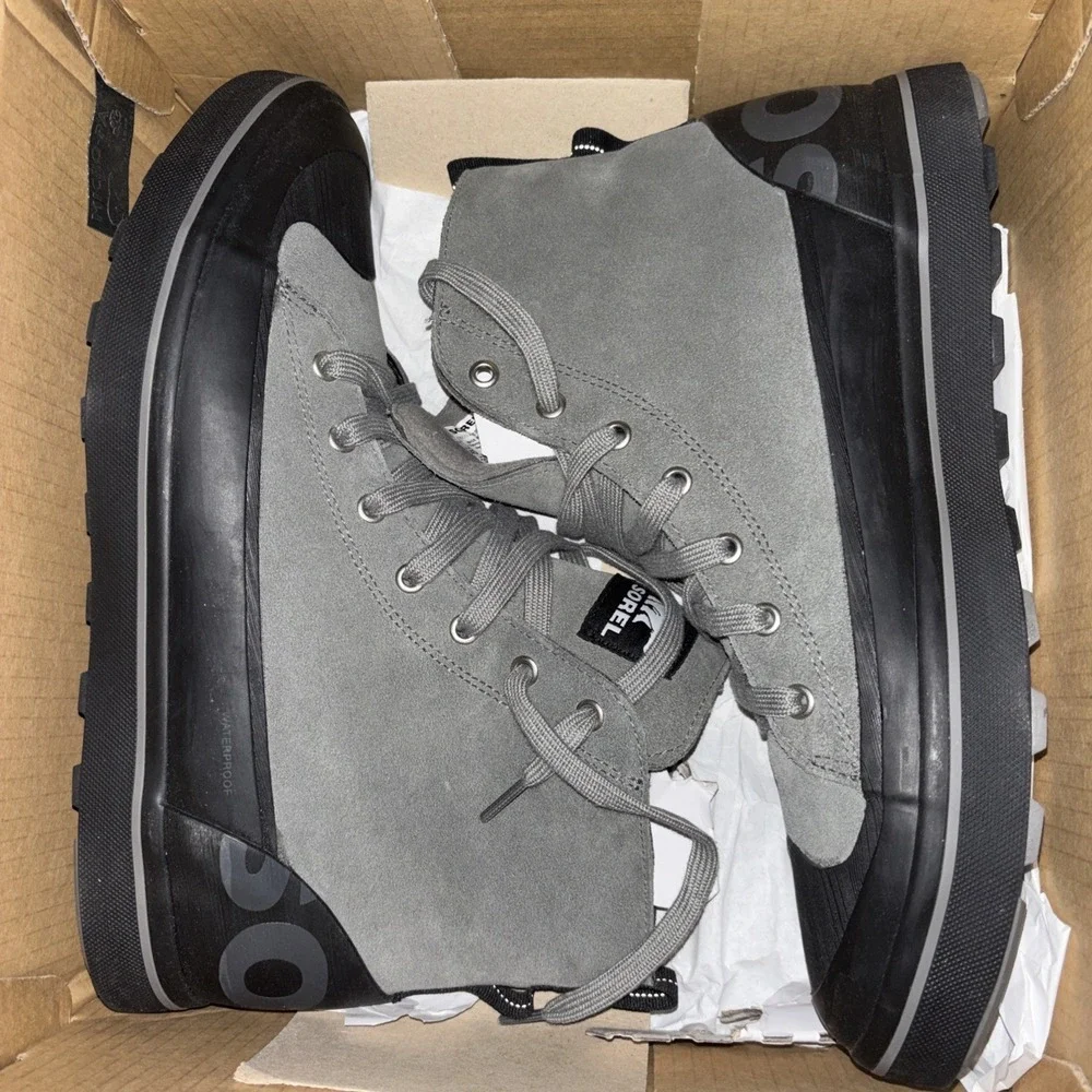 NIB $196 SOREL 12 Cheyanne Metro II Sneaker Waterproof Boots Quarry Gray Black